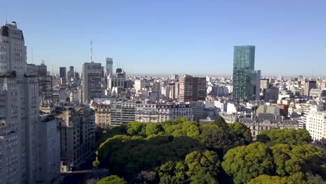 Aerial-of-arbored-Plaza-San-Martin-in-Retiro-neighborhood,-Buenos-Aires