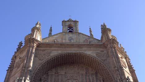 Salamanca,-Spain---December-7,-2019:-Upper-part-of-salamanca-cathedral-in-contrapicado