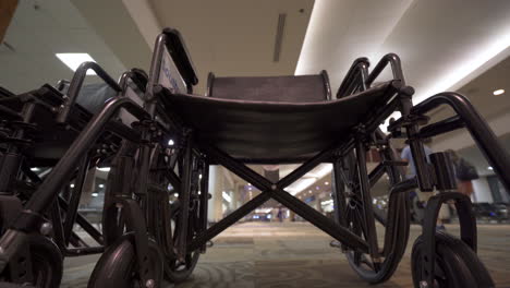 Low-angle-airport-wheelchairs-available-for-use