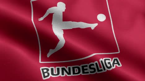 Bucle-Animado-De-Primer-Plano-Rojo-4k-De-Una-Bandera-Ondeante-Del-Logotipo-De-La-Bundesliga
