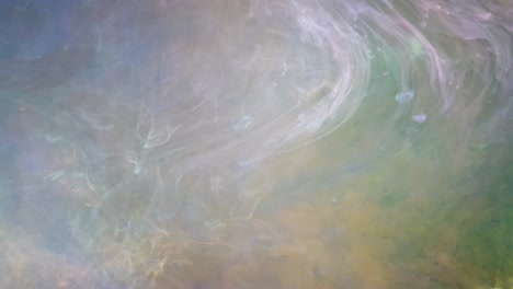 Water-color-acrylic-ink-creating-otherworldly-effects,-beautiful-multi-colored-swirls-almost-look-like-distant-space-nebula's-with-soft-pastel-hues-of-green,-magenta-and-blue