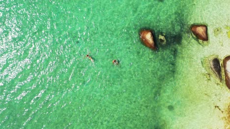 Paar-Schwimmen-Im-Azurblauen-Wasser-Der-Tropischen-Insel