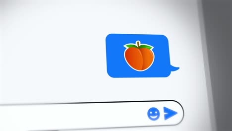 Chat-Nachricht---Emoji-Einer-Aprikosenfrucht-Erscheint-Während-Des-Gesprächs-Auf-Dem-Bildschirm