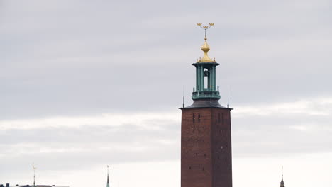 Stockholm-City-Hall-at-daytime,-static-close-up
