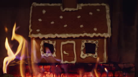 The-gingerbread-house-is-burning-in-fireplace