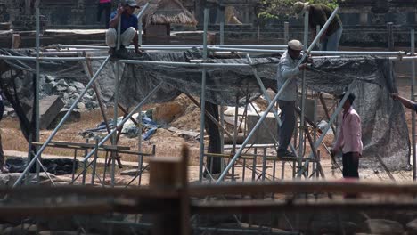 Time-Lapse-of-Men-Working-on-a-Construction-Site-on-a-Metal-Frame