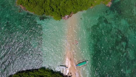 Drone-Aerial-top-view-of-a-sandbar-on-islands-of-Guimaras-Philippines