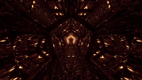 Vj-Loop---Fliegen-Durch-Einen-Goldenen-Fünfeckigen-Kaleidoskop-Tunnel