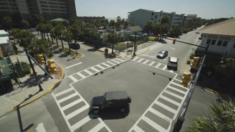 Wide-High-Angle-of-Intersection-at-Folly-Beach-Street-on-Sunny-Day