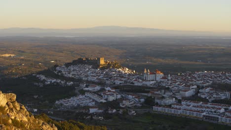 Castelo-de-Vide-in-Alentejo,-Portugal-from-Serra-de-Sao-Mamede-mountains