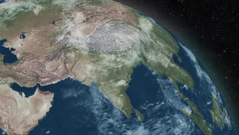 Rotierende-Ansicht-Der-Erdkugel-Aus-Dem-Weltraum-Auf-Den-Videohintergrund-Der-Länder-In-4k