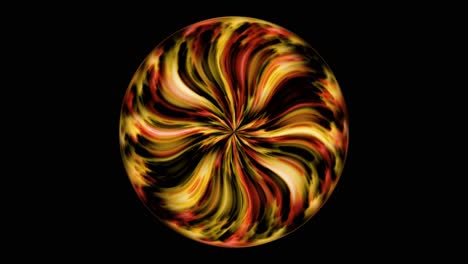 Bola-Abstracta-O-Círculo-O-Esfera-De-Rojo,-Naranja-Y-Amarillo-Como-Una-Bola-De-Energía-O-Una-Bola-De-Bolos---Bucles-Interminables