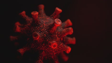 Microscopic-Close-Up-Of-Coronavirus-Red-Cell-On-Black-Background