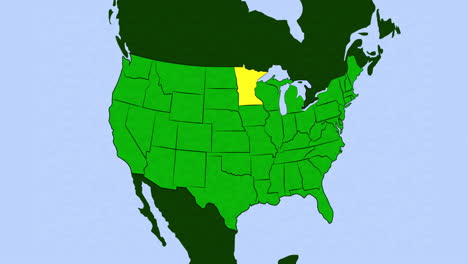 Animación-2d-Del-Mapa-Estadounidense-Con-Minnesota-Resaltado