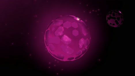 Dynamic-rotating-sci-fi-orbs-in-pink-color-emitting-particles-into-surrounding-enviroment