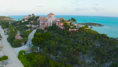 Aerial-View-of-the-beautiful-villa-in-Turks-and-Caicos-Island