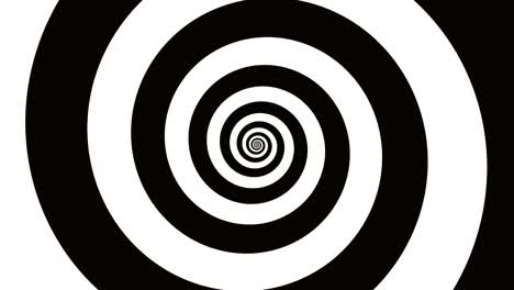 Espiral-De-Giro-Hipnótico-Rápido,-Animación-De-Bucle-Sin-Fisuras-En-Blanco-Y-Negro