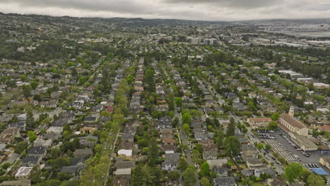 Burlingame-California-Aerial-v3-flyover-easton-addition-neighborhood,-quaint-homes-with-tree-lined-streets-and-avenues,-overlooking-at-ray-park-and-millbrae-areas---Shot-with-Mavic-3-Cine---June-2022