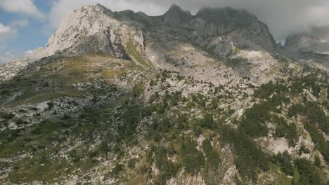 Aerial-shot-of-mountain-range-in-North-Albanian-Alps