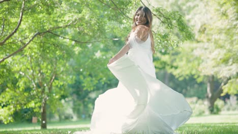 Latina-Bride-in-Beautiful-White-Wedding-Dress-on-Wedding-Day-in-Outdoor-Summer-Wedding