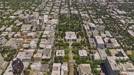 Sacramento-City-California-Aerial-v11-cinematic-birds-eye-view,-tilt-up-capturing-town-landscape-featuring-landmark-state-capitol-building-and-downtown-cityscape---Shot-with-Mavic-3-Cine---June-2022