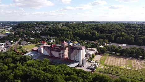 Industrial-facilities-of-Kaunas-Grudai,-aerial-drone-view