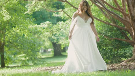 Beautiful-Latina-Bride-on-Wedding-Day-in-Summer-Outdoor-Wedding-Wearing-Gorgeous-White-Dress