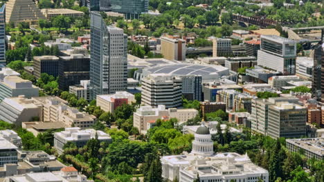 Sacramento-City-California-Aerial-v3-cinematic-birds-eye-view-capturing-landmark-neoclassical-structure-state-capitol-building-and-downtown-cityscape---Shot-with-Mavic-3-Cine---June-2022