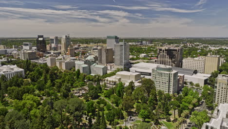 Sacramento-City-California-Aerial-v8-panoramic-view-above-state-capitol-park-capturing-downtown-cityscape-and-historical-landmark-building-on-a-sunny-day-in-summer---Shot-with-Mavic-3-Cine---June-2022