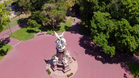Aerial-view-dolly-out-of-the-Monument-of-France-to-Argentina-in-the-wealthy-neighborhood-of-Recoleta