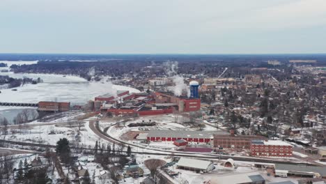Aerial,-downtown-Stevens-Point,-Wisconsin