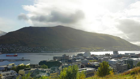 Idyllic-Autumn-Landscape-Over-Tromso-City-On-A-Breeze-Morning-In-Northern-Norway