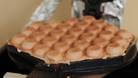 Baking-a-bubble-waffle-in-a-waffles-toaster