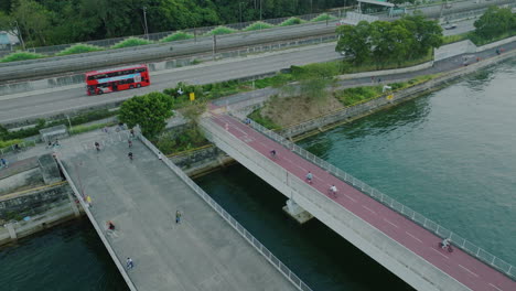 hong-kong-bridge-harbour-port-traffic-highway-china-asia,-aerial-view-of-metropolitan-district