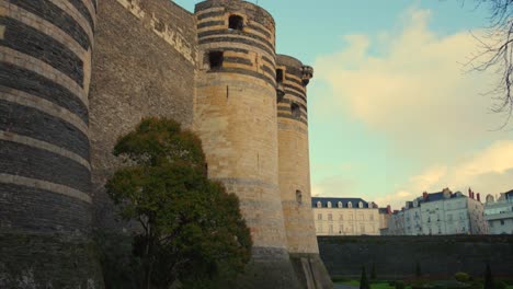 Structure-Of-Château-d'Angers,-Castle-In-The-City-Of-Angers-In-Loire-Valley,-France---tilt-down