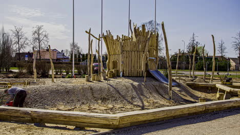 Fusion-time-lapse-of-workers-building-playground-in-small-town