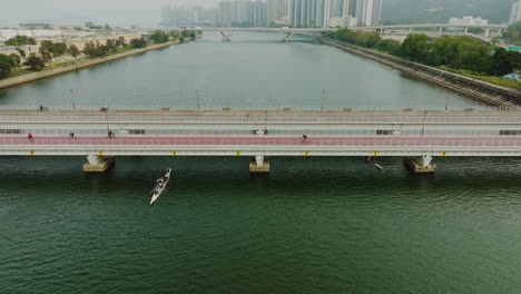 Hong-Kong-China-Asien,-Luftaufnahme-Der-Brücke-Autobahn-Und-Skyline-Stadtbild-Der-Stadt