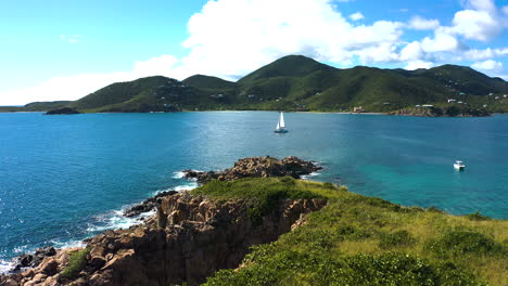 Sailing-along-the-USVI,-by-reefs,-and-infant-of-St-John-and-St-Thomas-Virgin-Islands
