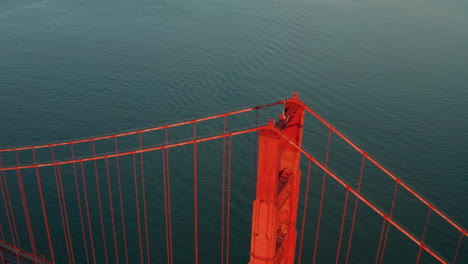 Cinematic-reveal-shot-of-San-Francisco-city-skyline-from-Golden-Gate-bridge