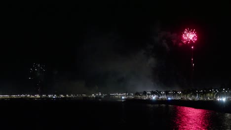 Fireworks-going-off-in-the-Distance-on-New-Year's-Eve-in-Panama-City,-Panama