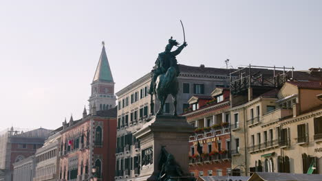 Equestrian-Statue-Of-Vittorio-Emanuele-II-On-The-Riva-Degli-Schiavone-In-Venice,-Italy