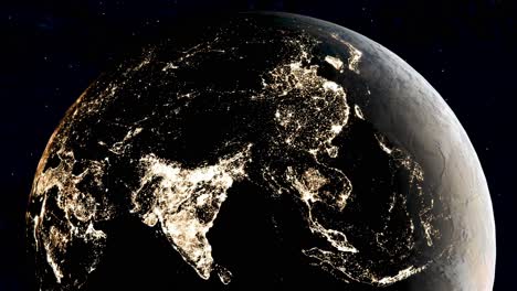 Umlaufender-Globus-Zeigt-Beleuchtete-Stadtlichter-In-Indien---Blick-Aus-Dem-Weltraum-Der-Erde