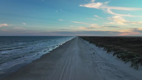 Tranquil-Beach-And-Coast-In-Padre-Island,-Texas,-USA---aerial-drone-shot