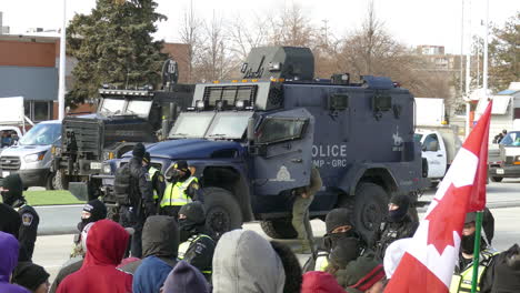 Armed-police-truck-at-Freedom-convoy-in-Windsor