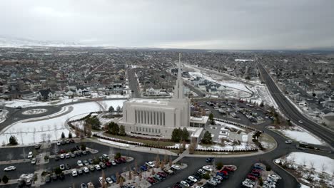Aerial-orbiting-hyper-lapse-of-the-LDS-Oquirrh-Mountain-Temple