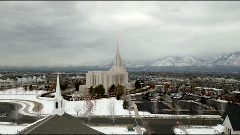Push-in-aerial-view-of-the-LDS-Oquirrh-Mountain-Temple
