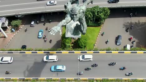 Dirgantara-Monument-or-Pancoran-Statue-above-Jakarta-road-junction-aerial-view
