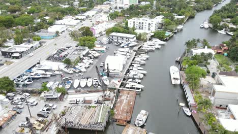 A-boat-dealer-on-the-Little-River-in-Miami,-Florida