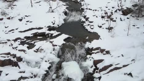 Ariel-small-frozen-waterfall-during-winter
