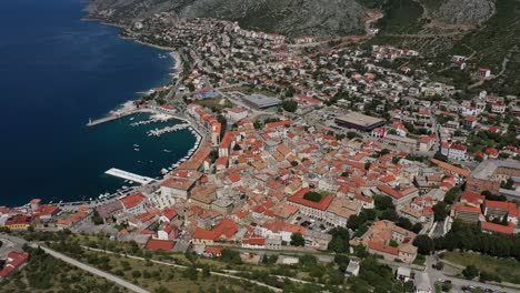 Aerial-View-Of-Senj-Town-In-The-Adriatic-Sea-In-Croatia-At-Daytime